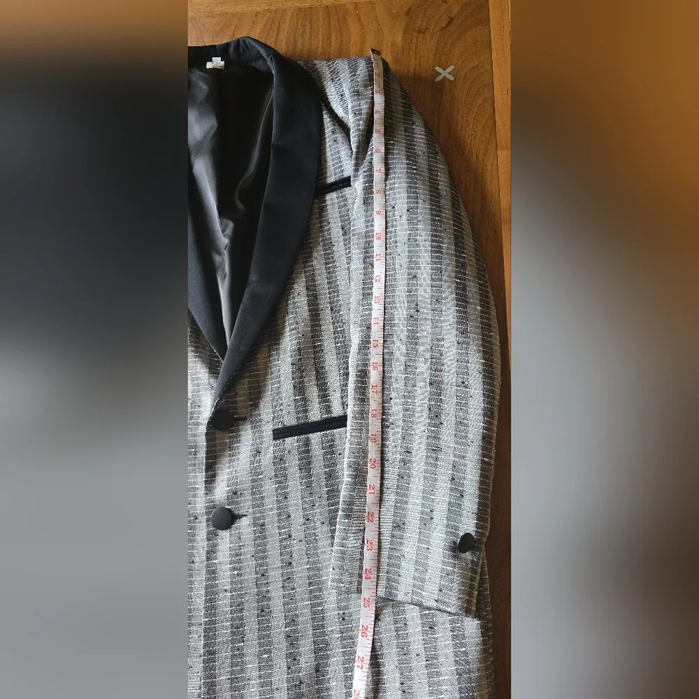 Vintage Y2k New Wave Tuxedo Blazer 80s 90s Gray Black Punk